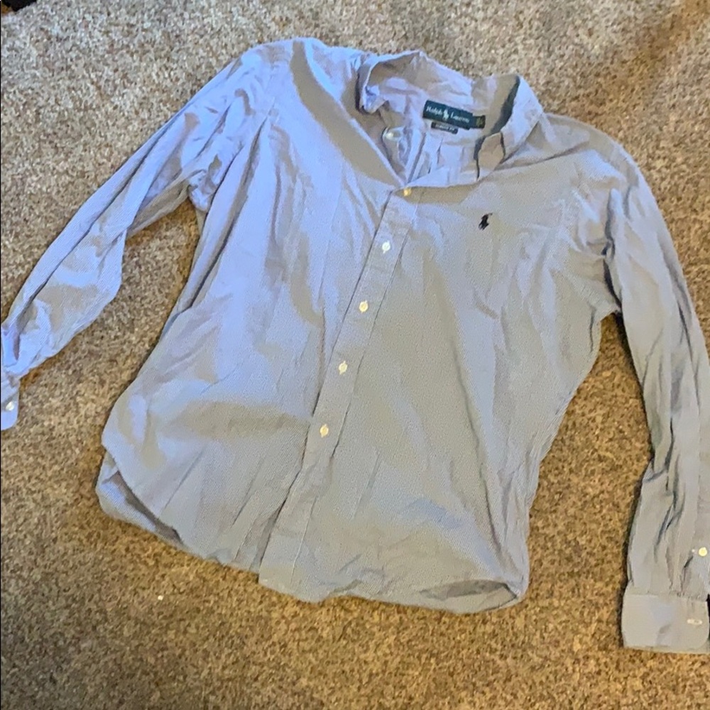 Ralph Laure blue and white checked button down